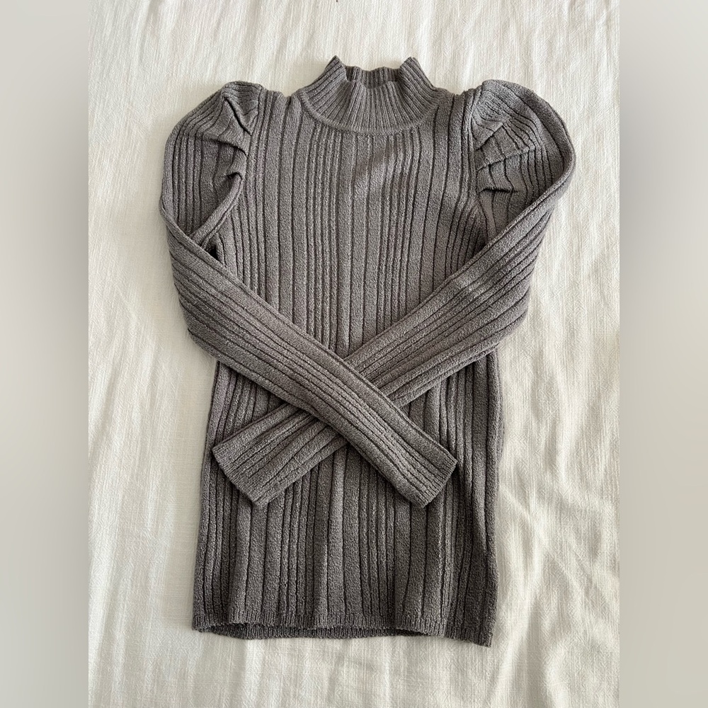 Current Air Ribbed Cowl Neck Sweater in Gray